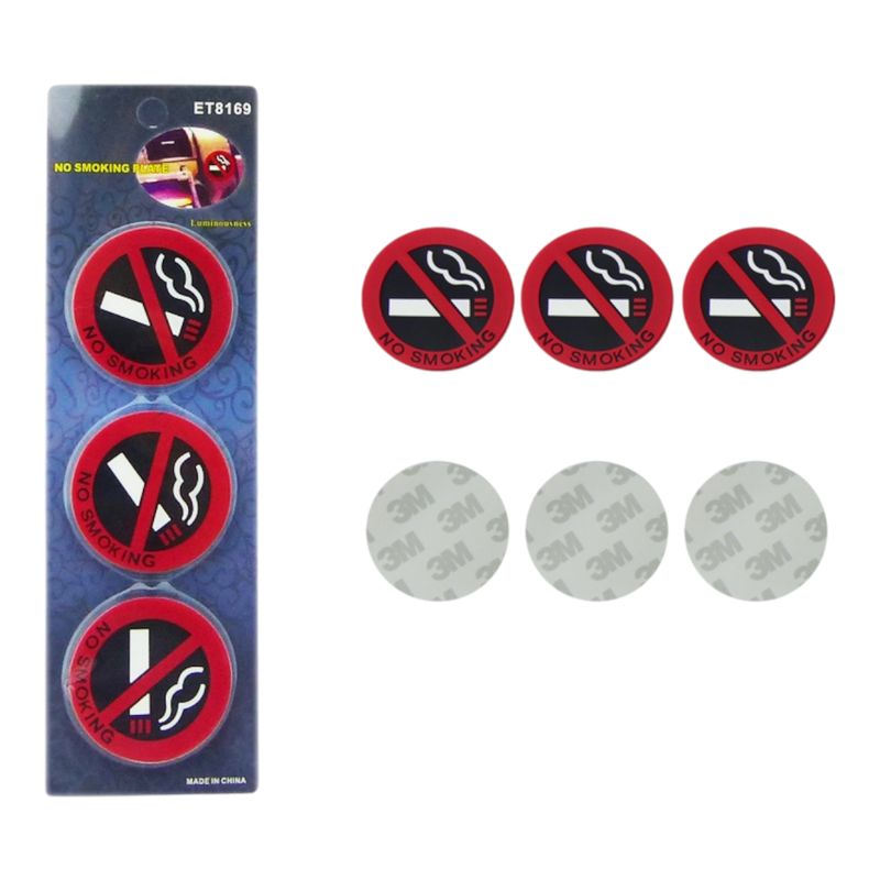 GENERICO - pack 2 Adhesivo No Smoking De Goma Set X 3 Piezas