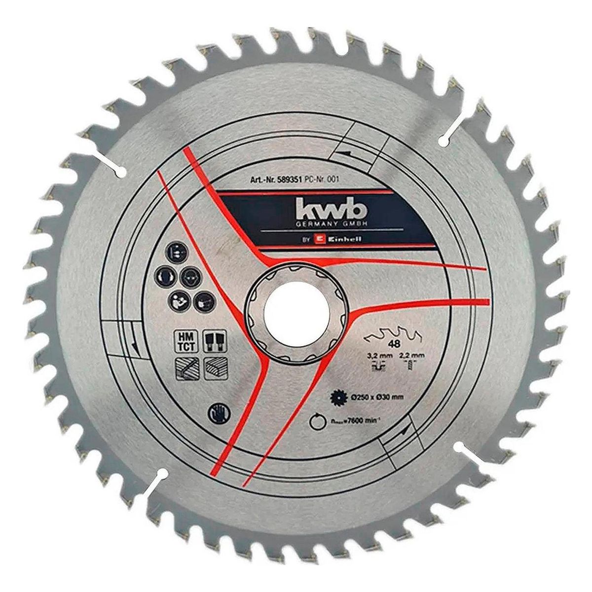 Disco Sierra 250x30mm 48d Kwb 589351, marca EINHELL - Foto Principal