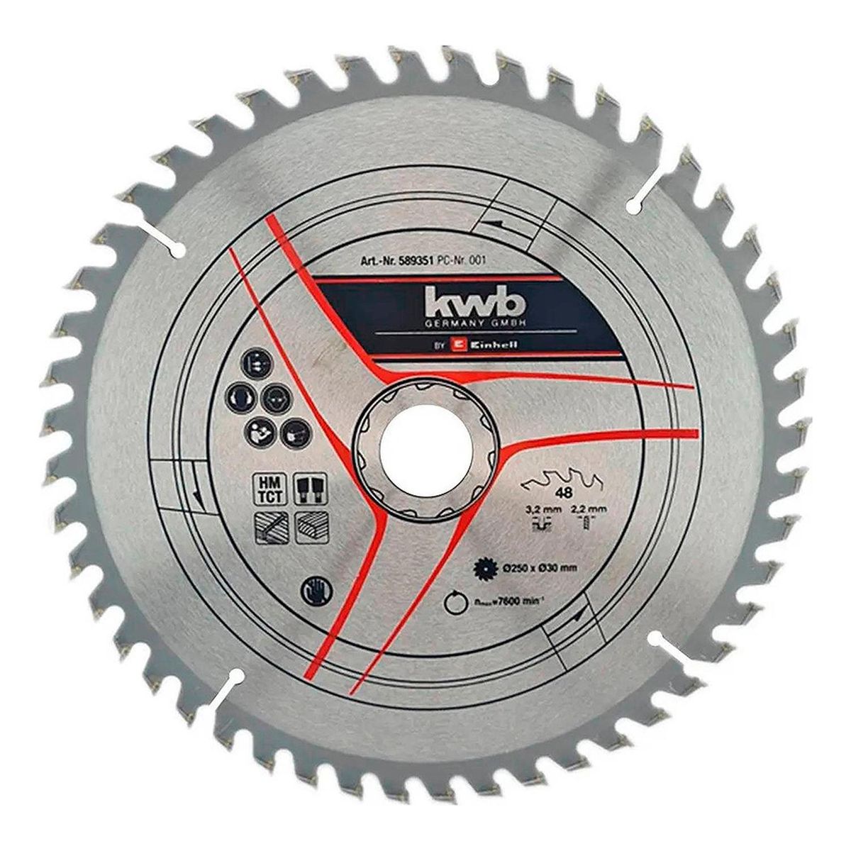 Disco Sierra 250x30mm 48d Kwb 589351, marca EINHELL - Foto Principal