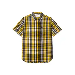 CAT - Camisa Manga Corta Hombre Plaid Poplin Amarillo