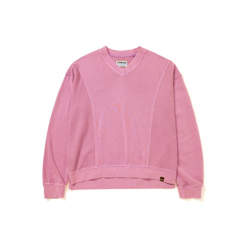 CAT - Polerón Mujer Oversize Vneck Pullover Rosado CAT