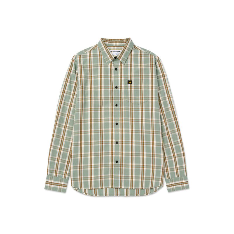 CAT - Camisa Manga Larga Hombre Poplin L/S Shirt Verde CAT_.
