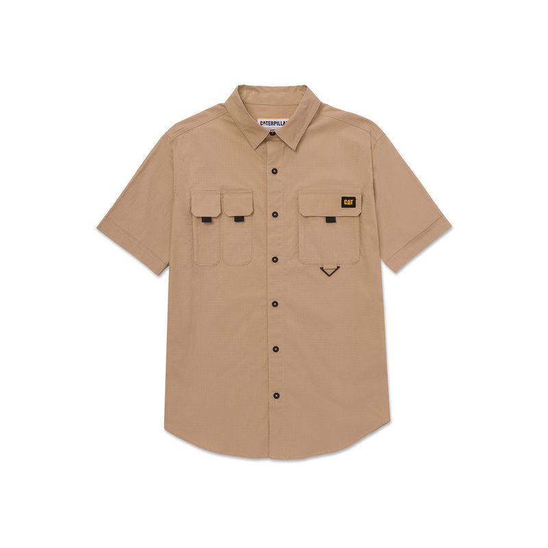 CAT - Camisa Manga Corta Hombre Utility Beige/Crudo CAT