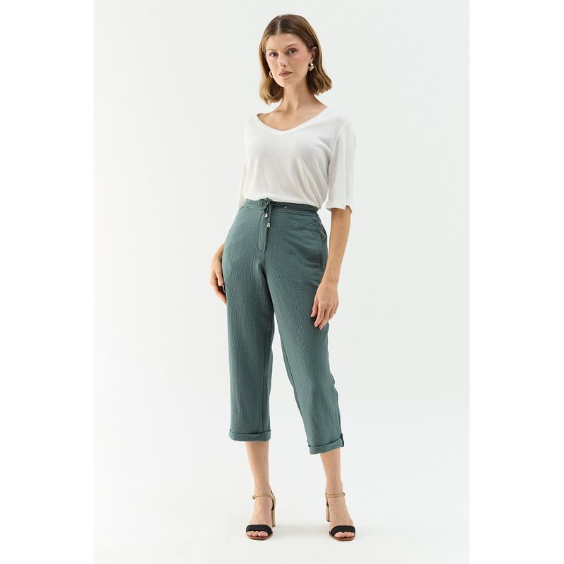 MA GRIFFE - Pantalon Verde Musgo Mujer Magriffe