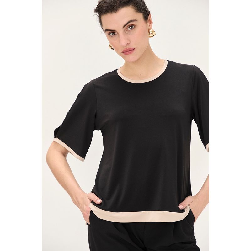 MA GRIFFE - Polera Manga Corta Negro Mujer Magriffe