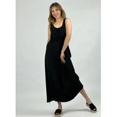 ENIGMATICA BOUTIQUE - Vestido Aberturas con Cinturón de Rosa - Beige - Único