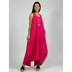 ENIGMATICA BOUTIQUE - Vestido Algodón Tirantes Abombado - Fucsia - Único