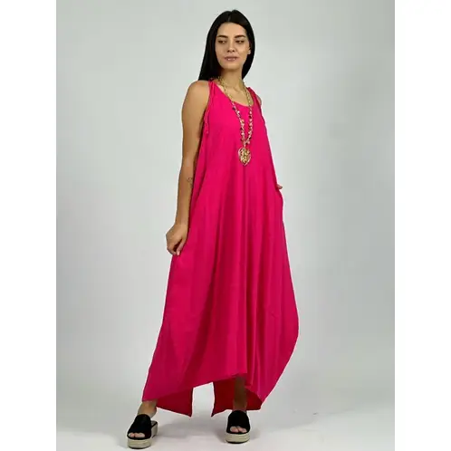 ENIGMATICA BOUTIQUE - Vestido Algodón Tirantes Abombado - Fucsia - Único