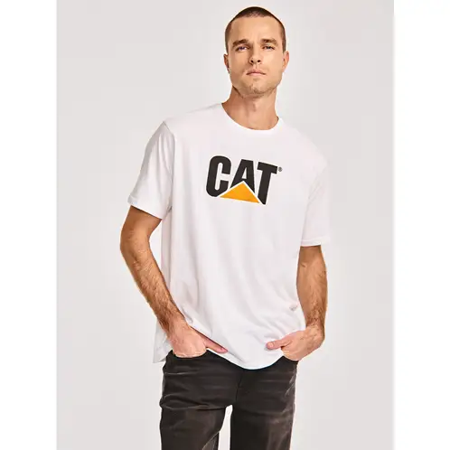 CAT - Polera Manga Corta Hombre Logo Tee Blanco