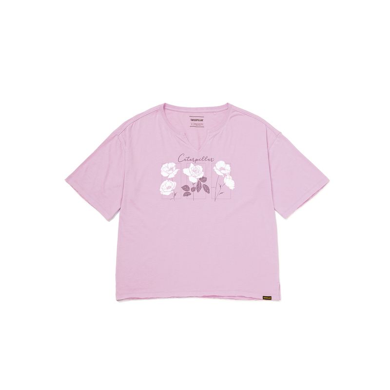 CAT - Polera Manga Corta Mujer Notch Neck Novelty1 Rosado CAT