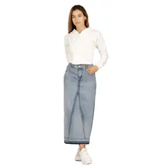 DIVINO JEANS - Falda Amur Celeste - Celeste