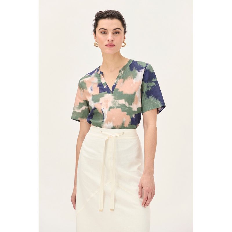 MA GRIFFE - Blusa Manga Corta Avellana Mujer Magriffe