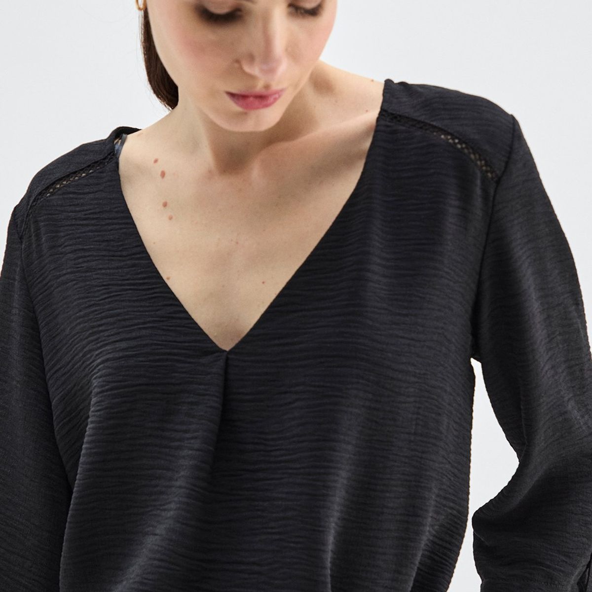 MA GRIFFE - Blusa Manga Larga Negro Mujer Magriffe