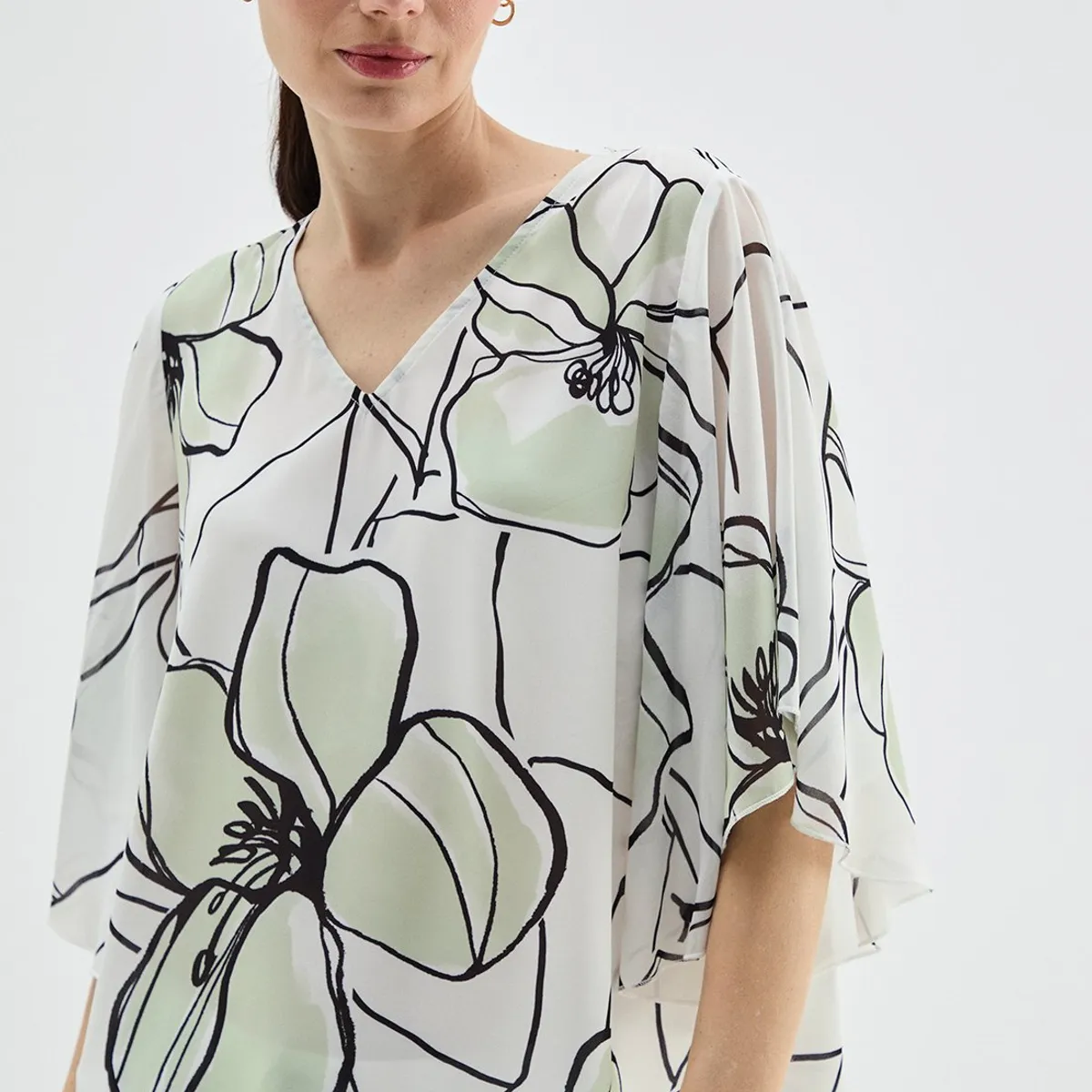 MA GRIFFE - Blusa Manga Corta Verde Agua Mujer Magriffe