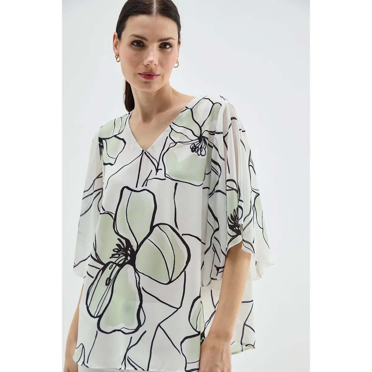 MA GRIFFE - Blusa Manga Corta Verde Agua Mujer Magriffe