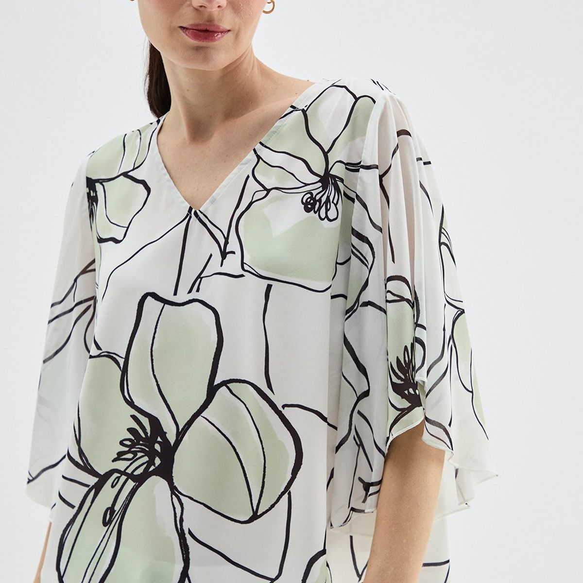 MA GRIFFE - Blusa Manga Corta Verde Agua Mujer Magriffe