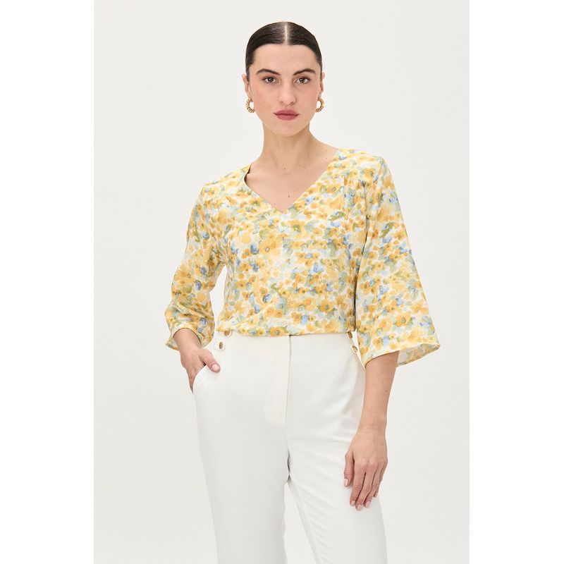 MA GRIFFE - Blusa Manga Larga Crudo Mujer Magriffe