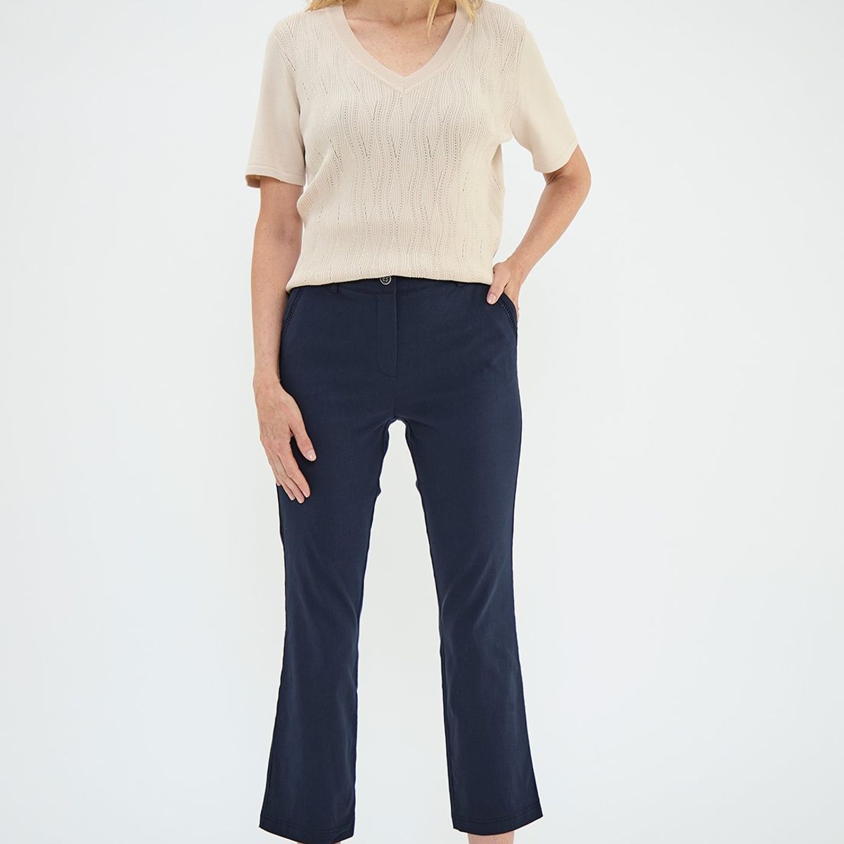 MA GRIFFE - Pantalon Azul Marino Mujer Magriffe