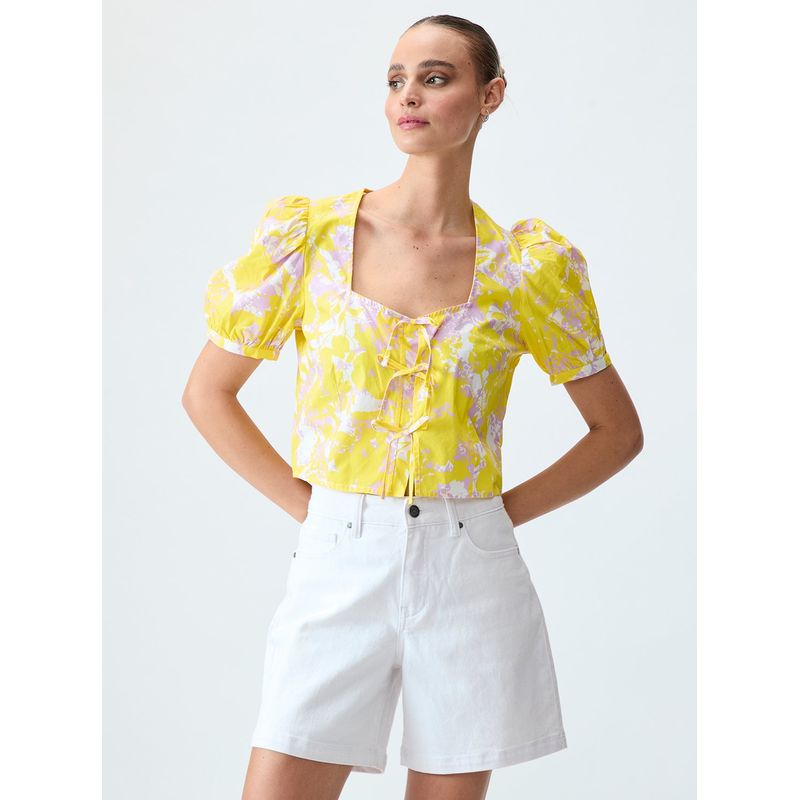 IO - Blusa Manga Corta Amarillo Mujer Io