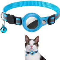 Collar Correa Funda Para Airtag Localizar Gato-Perro Celeste
