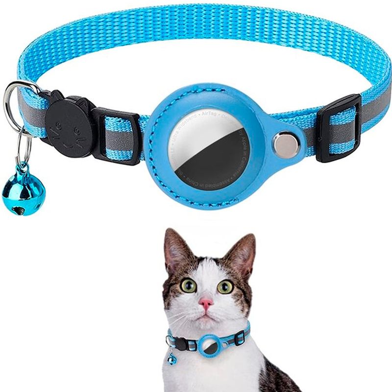 GENERICO - Collar Correa Funda Para Airtag Localizar Gato-Perro Celeste
