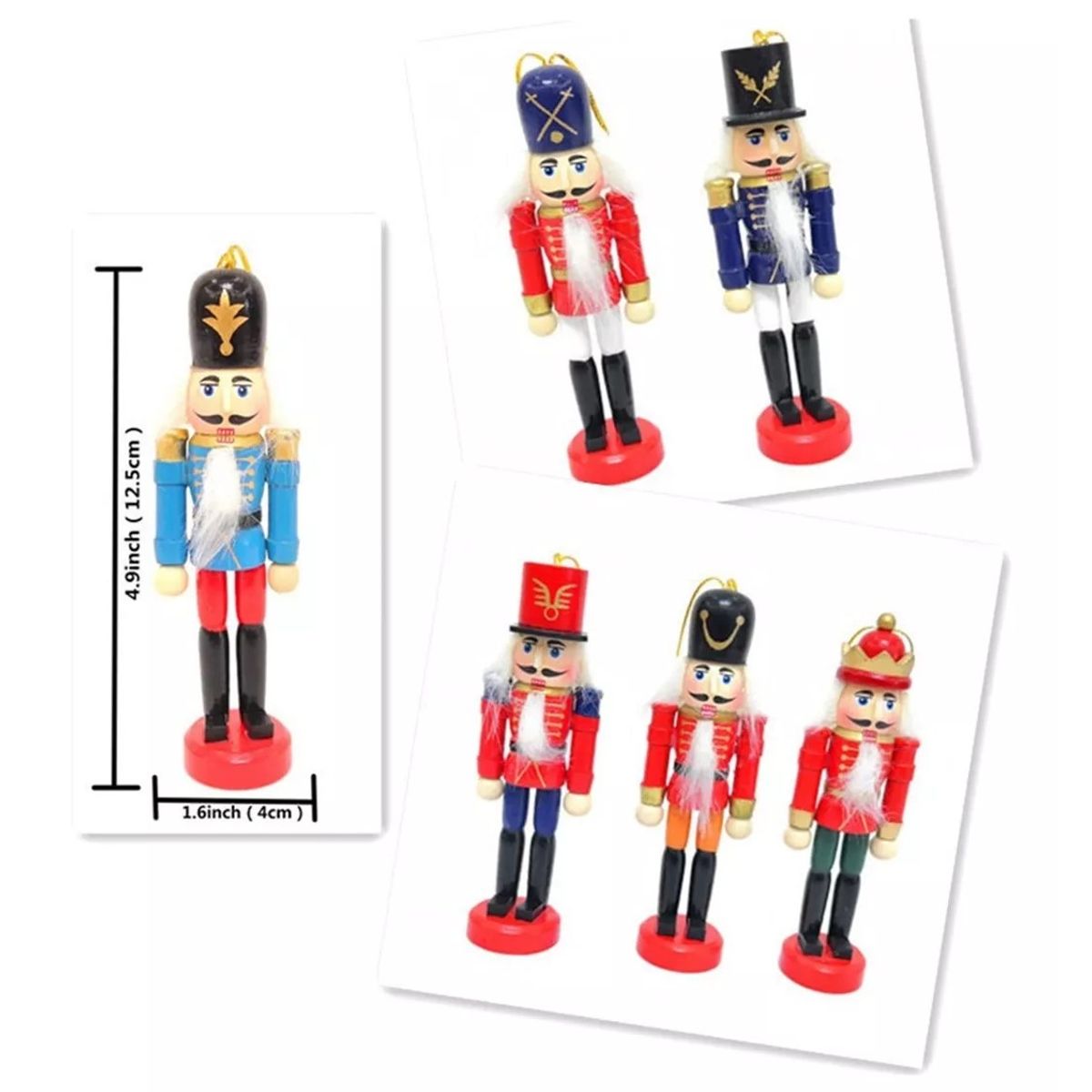 COMPRAPO - SET X 6 MINI CASCANUECES ADORNO NAVIDAD 12,5 CM. CON COLGANTE ÁRBOL