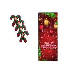 GENERICO - Funda Navideña Para Puerta con 4 bastones navideños