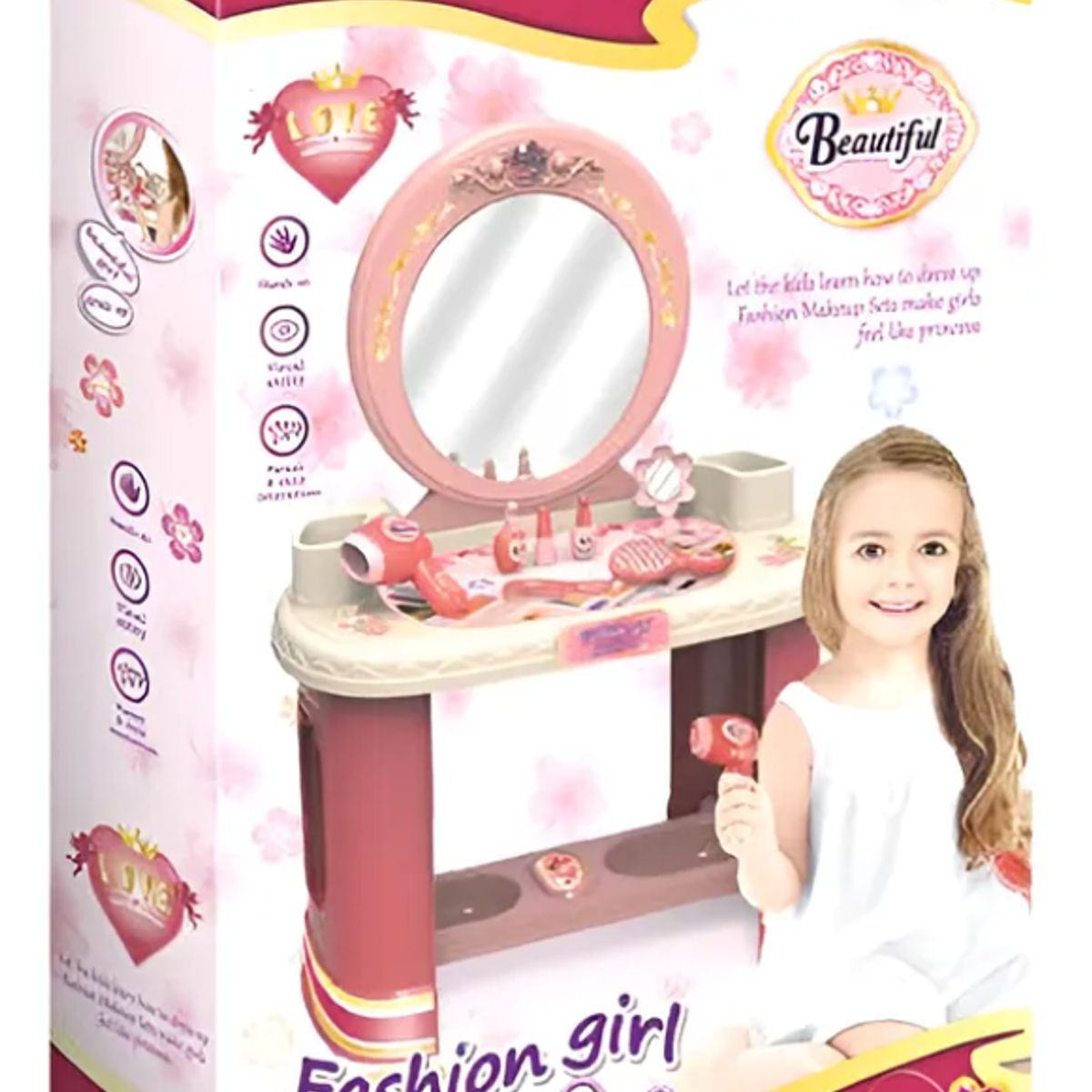 GENERICO - Tocador De Juguete Para Niñas Con Espejo Y Accesorios Rosado