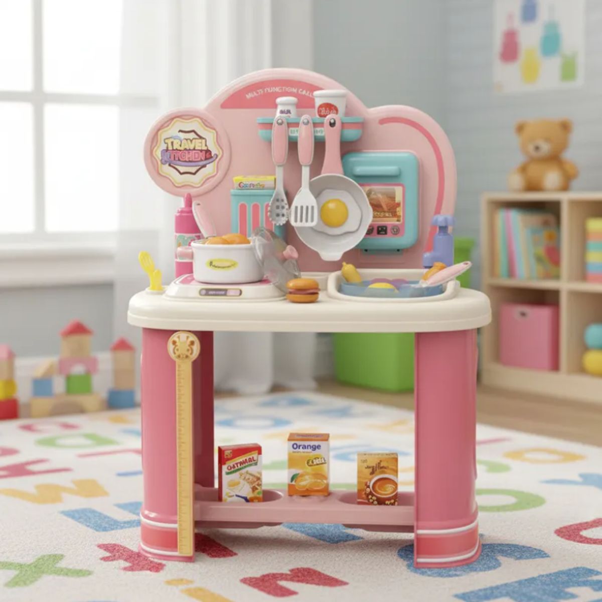 GENERICO - Cocinita De Juguete Infantil Rosada Con Accesorios Para Niñas