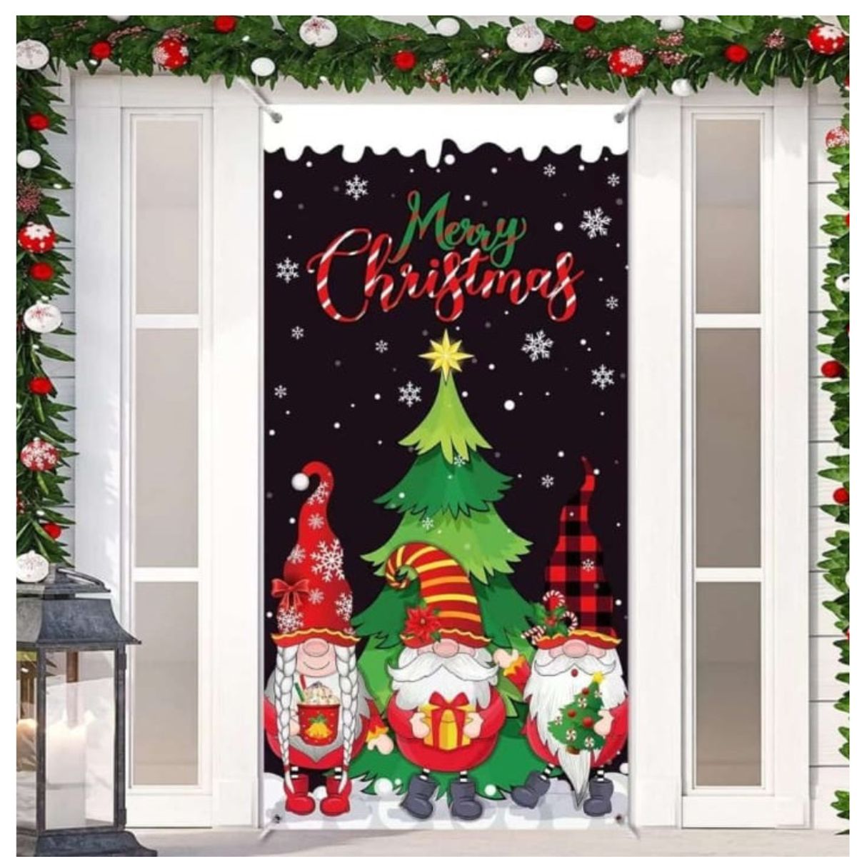 GENERICO - Funda Navideña Para Puerta con 4 bastones navideños