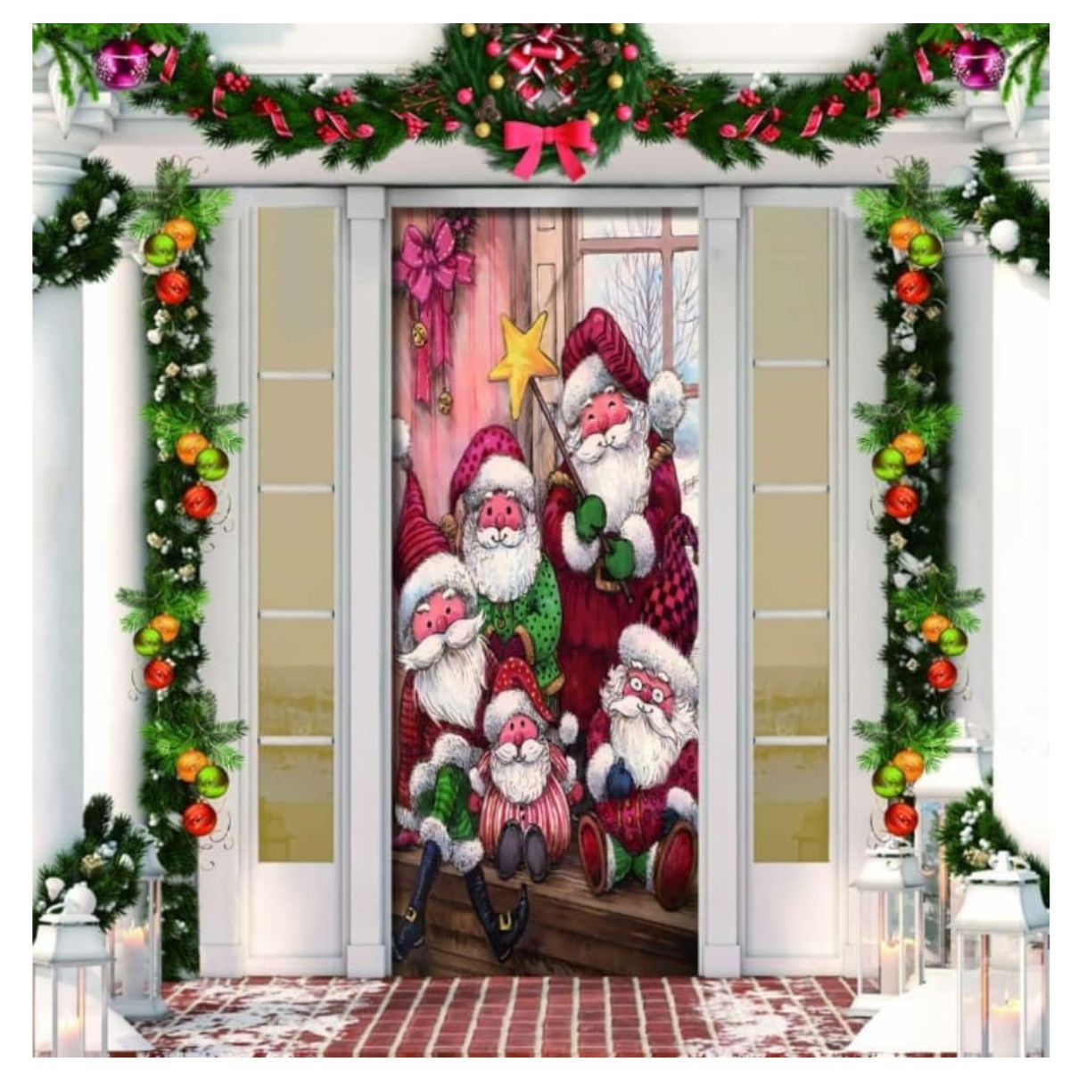 GENERICO - Funda Navideña Para Puerta con 4 bastones navideños