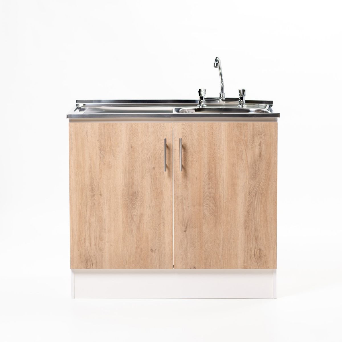 MOBELTEK - Kit Lavaplatos 2 Puertas 100 cm. Blanco Hickory Sec. Izquierdo