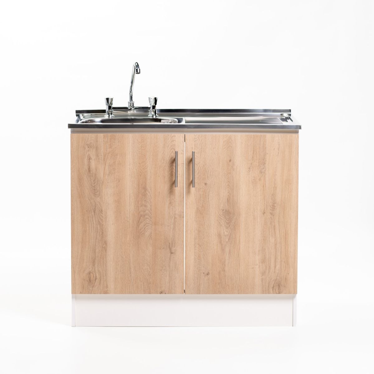 MOBELTEK - Kit Lavaplatos 2 Puertas 100 cm. Blanco Hickory Sec. Derecho