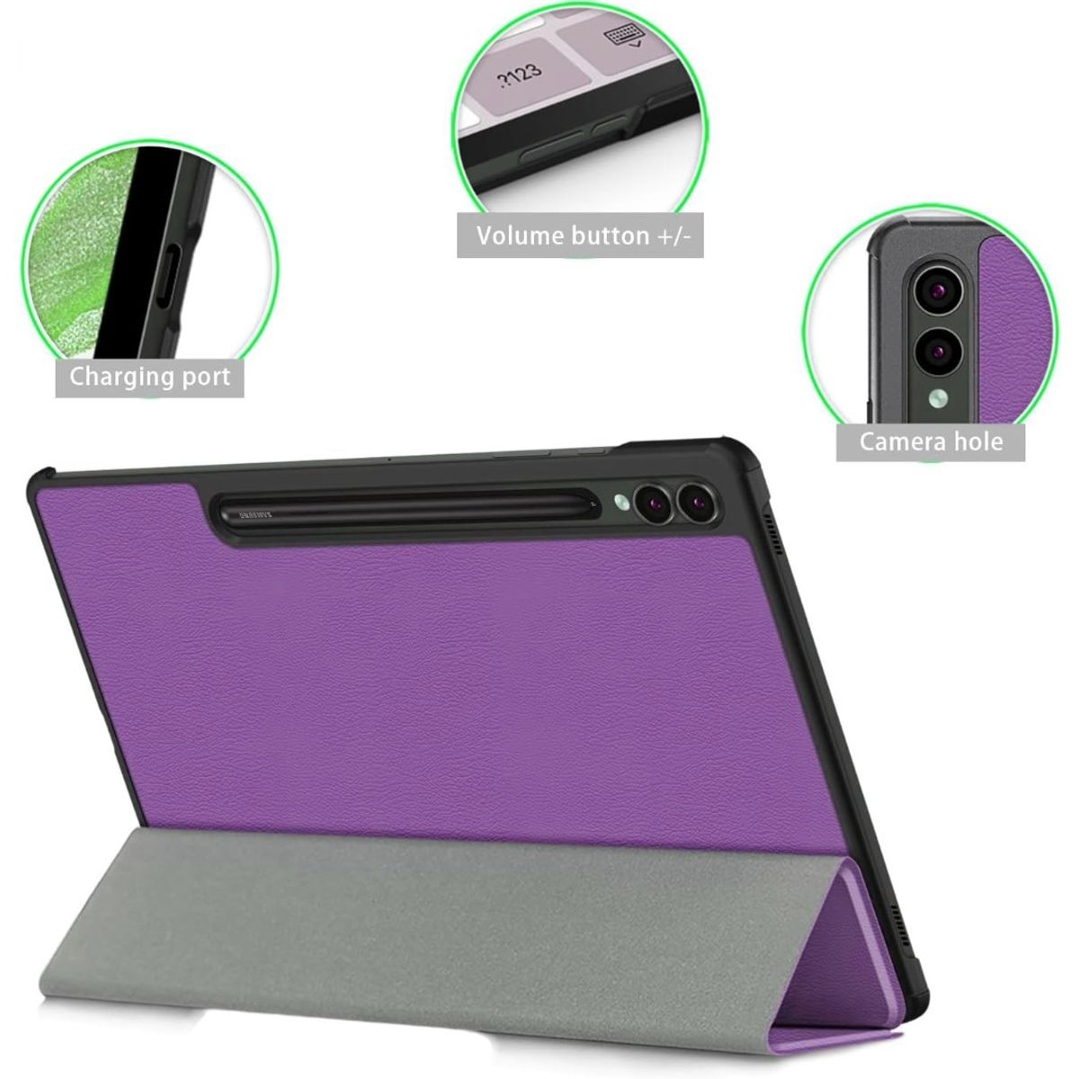 GENERICO - Funda Inteligente compatible con Samsung Galaxy Tab S9 Plus Morado