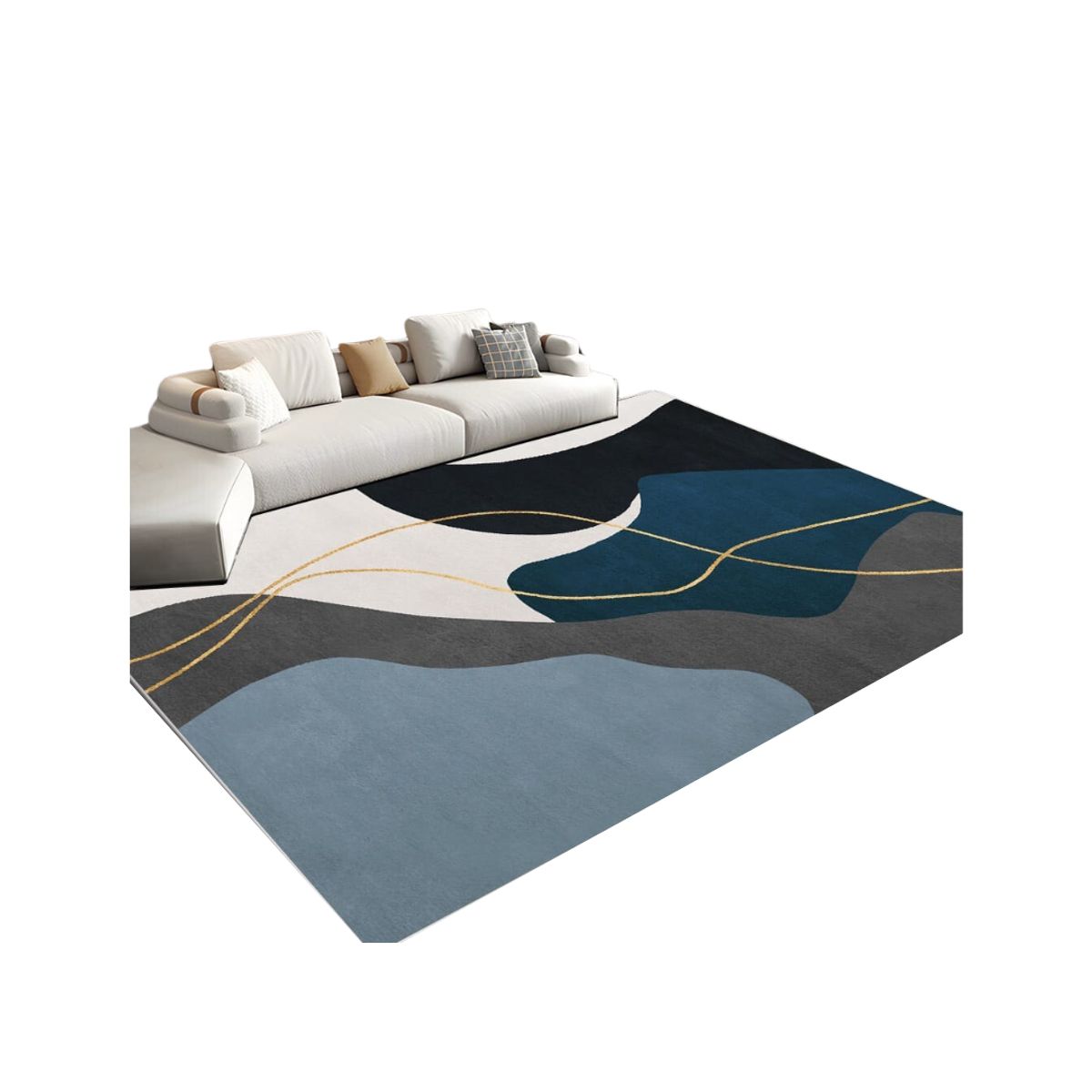 GENERICO - Alfombra Moderna Antideslizante Diseño Geométrico 3D 200X180cm