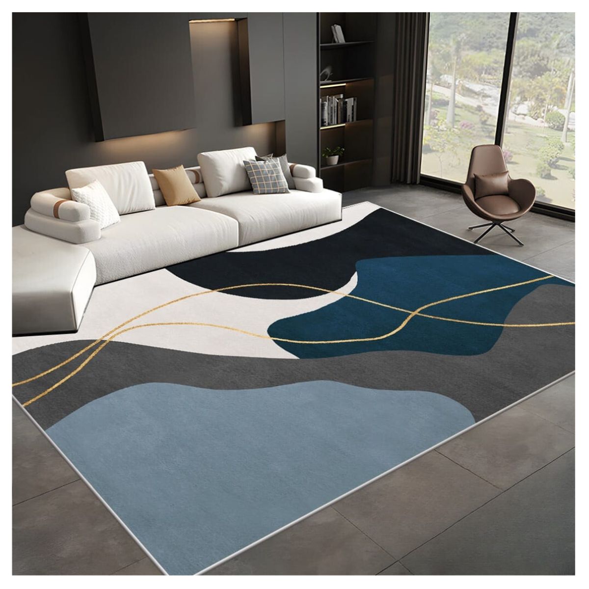 GENERICO - Alfombra Moderna Antideslizante Diseño Geométrico 3D 200X180cm