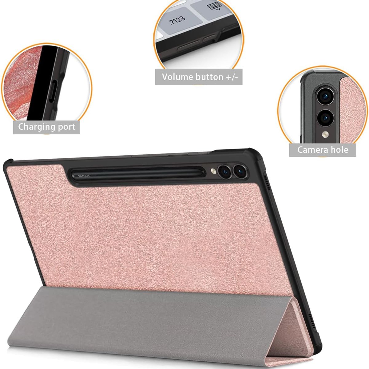 GENERICO - Funda Inteligente compatible con Samsung Galaxy Tab S9 Plus Rosa Gold
