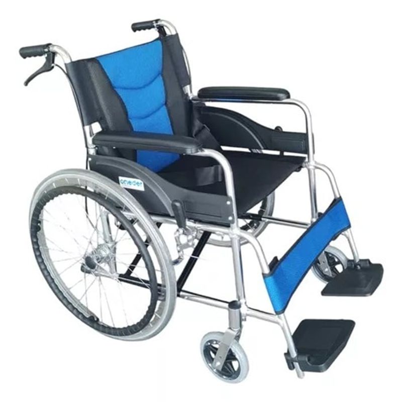 GENERICO - Silla De Ruedas Cromada Plegable Doble Freno Con Cinturón Aluminio KJT106G