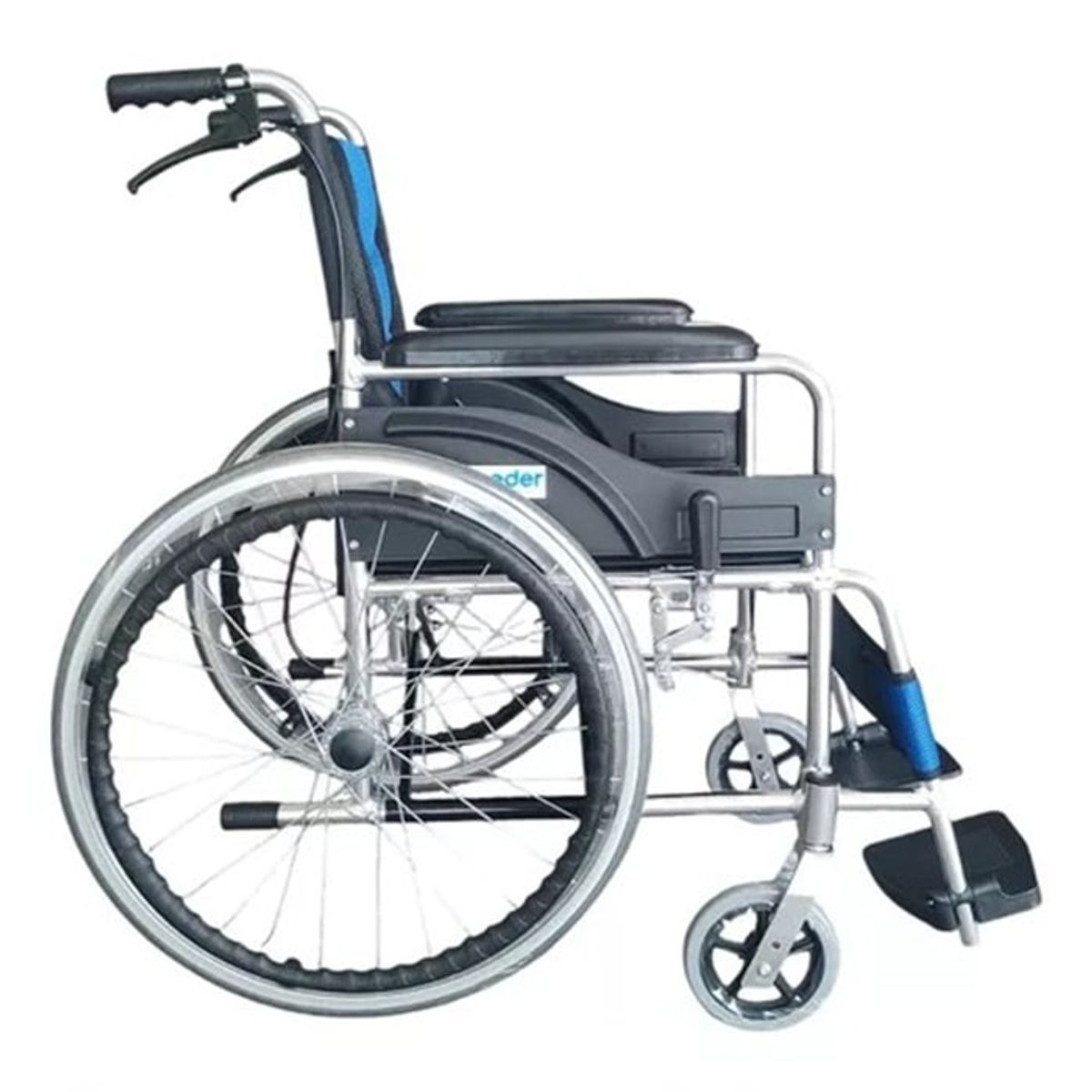 ONEDER - Silla De Ruedas Cromada Plegable Doble Freno Con Cinturón Aluminio KJT106G