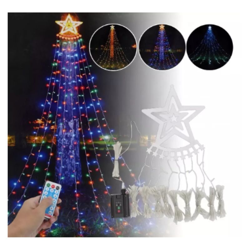 GENERICO - Luce Led Estrella Cortina Solar Exterior Navidad Guirnalda Color De Las Luces