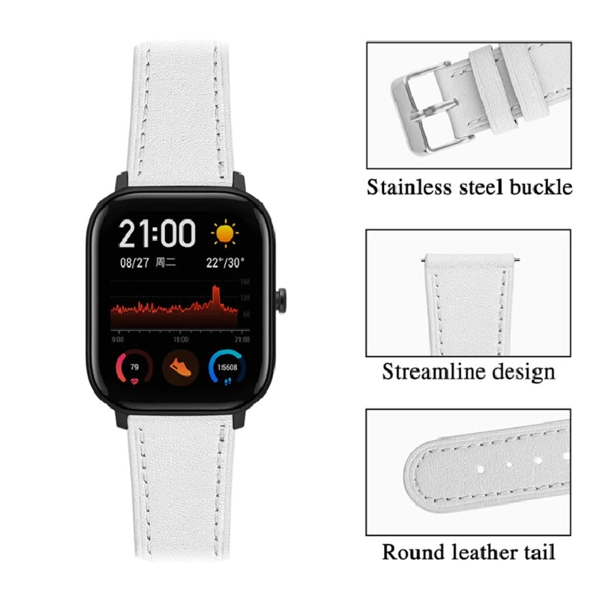 GENERICO - Correa Cuero Para Amazfit Gts  2, 4 mini / Bip 3