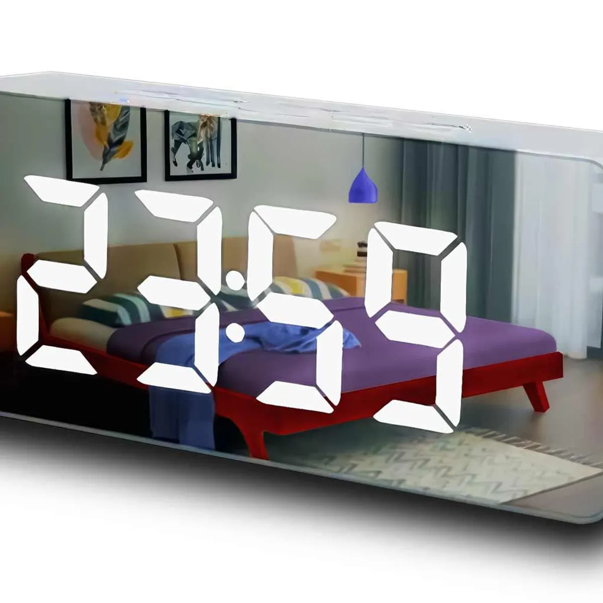 GEN - Reloj Digital Luz Led Numeros Iluminado Color Puerto Usb