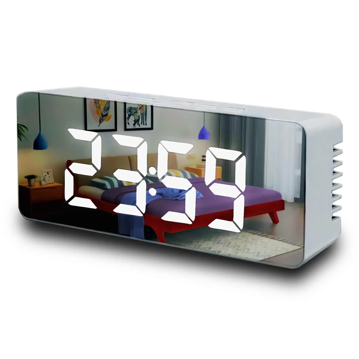 GEN - Reloj Digital Luz Led Numeros Iluminado Color Puerto Usb