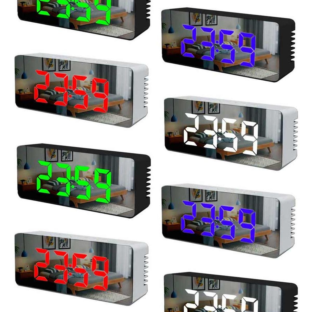 GEN - Reloj Digital Luz Led Numeros Iluminado Color Puerto Usb