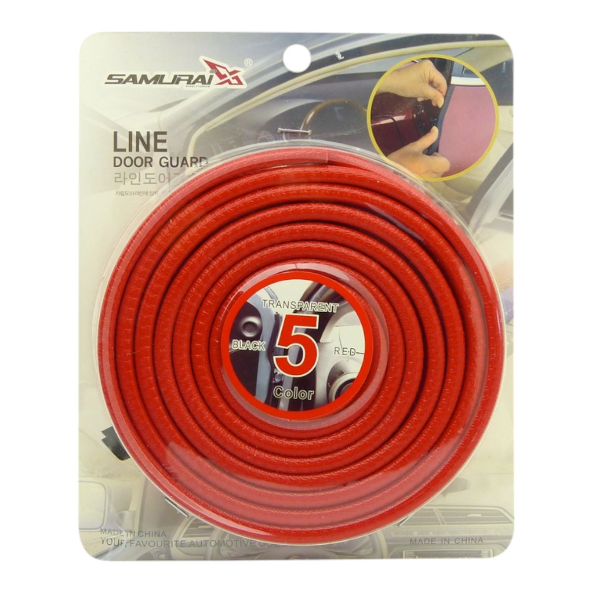 GENERICO - Goma Protectora Para Puertas De Auto 5 Metros Samurai rojo