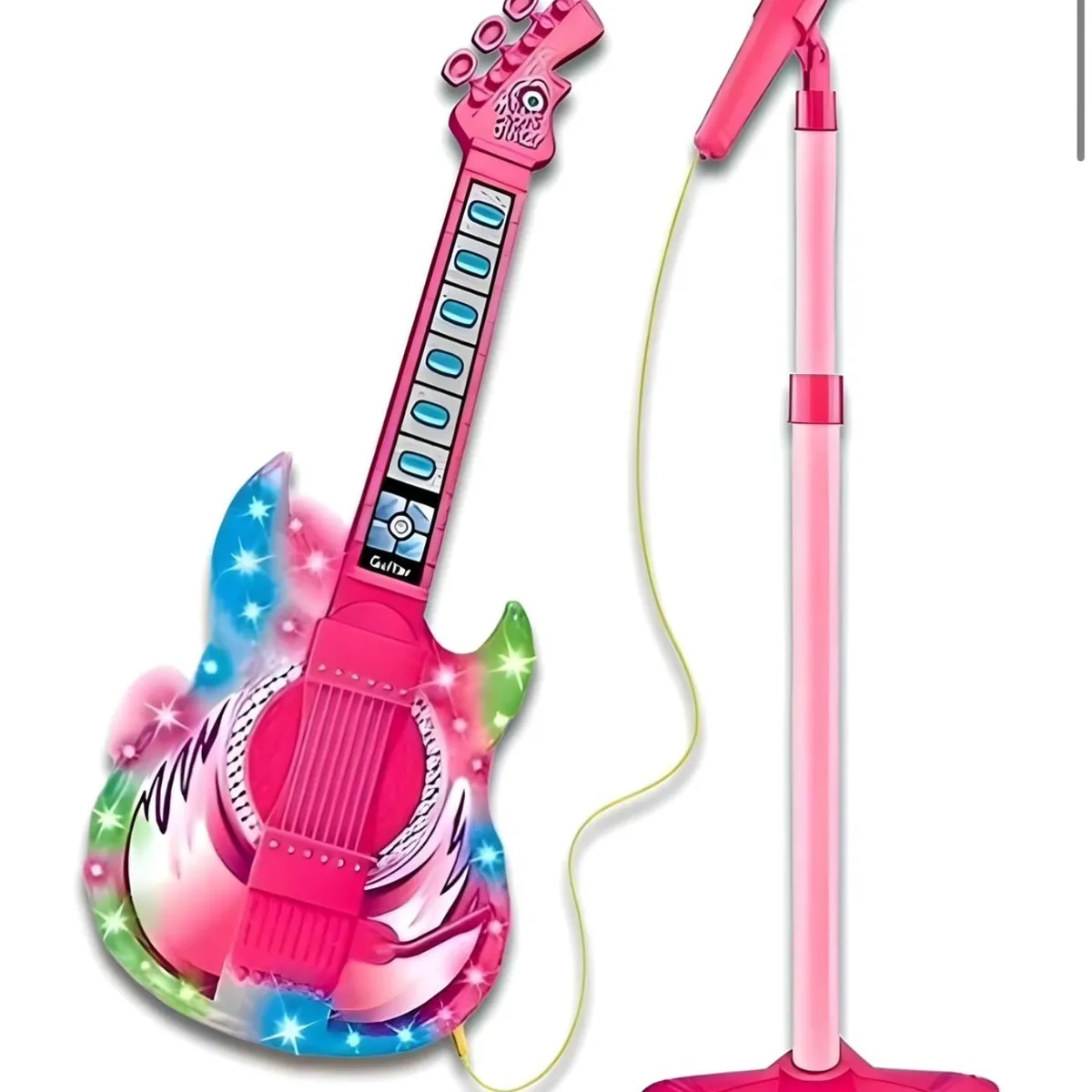 GENERICO - Set Guitarra Micrófono Pedestal Juguete Mp3 Luces 27n4