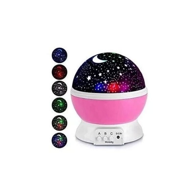 GENERICO - Lampara Luz Led De Proyección Rotatoria Estrellas color Rosa