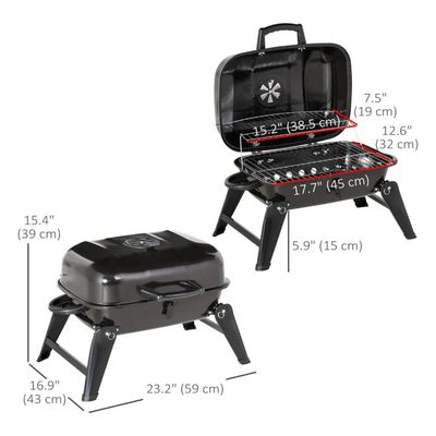 Imagen 2 del producto Parrilla portátil a carbón 59x33x37cm Bighouse