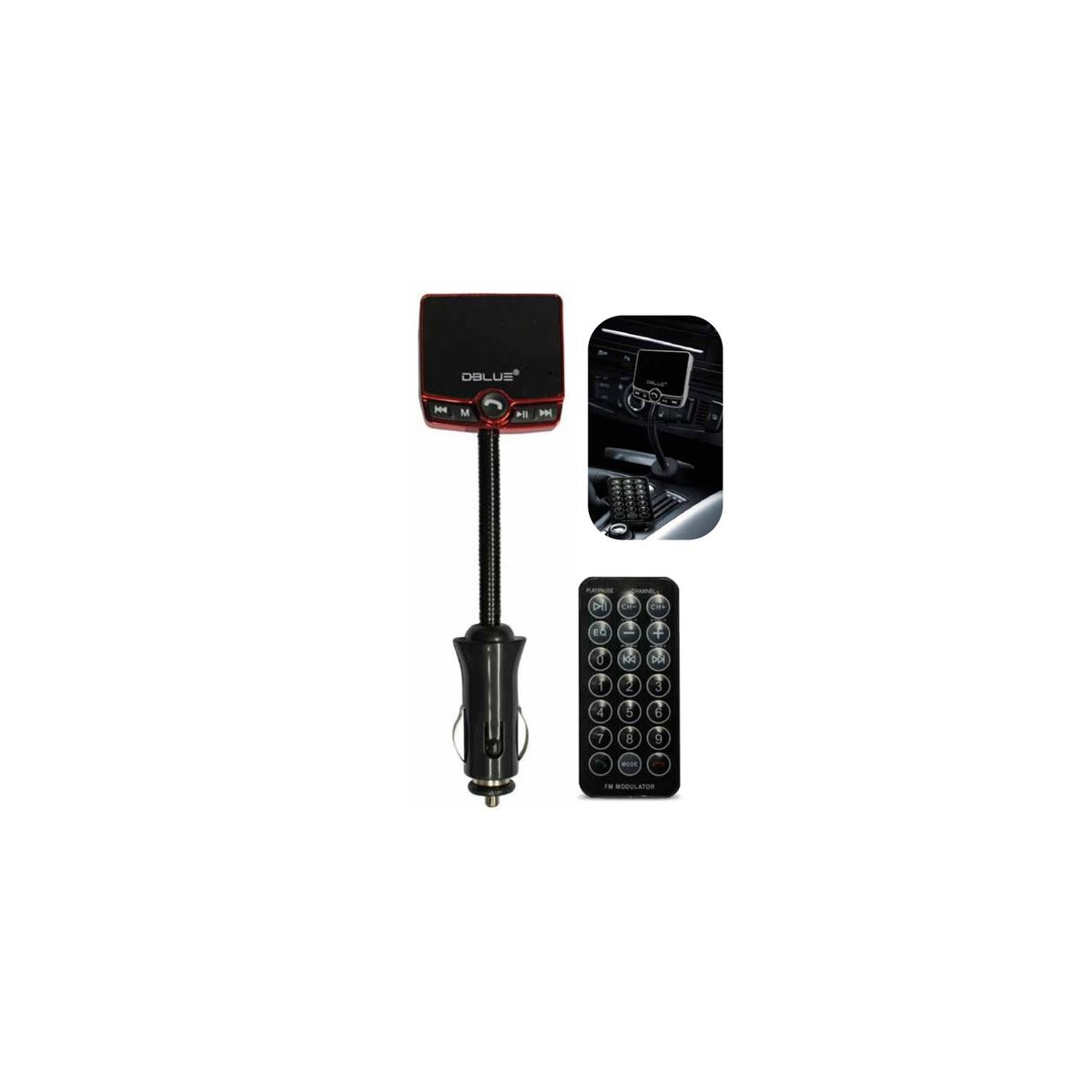 DBLUE - Transmisor Fm Bluetooth Auto Rojo - SC