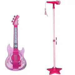 OEM - Guitarra rosada con microfono pedestal